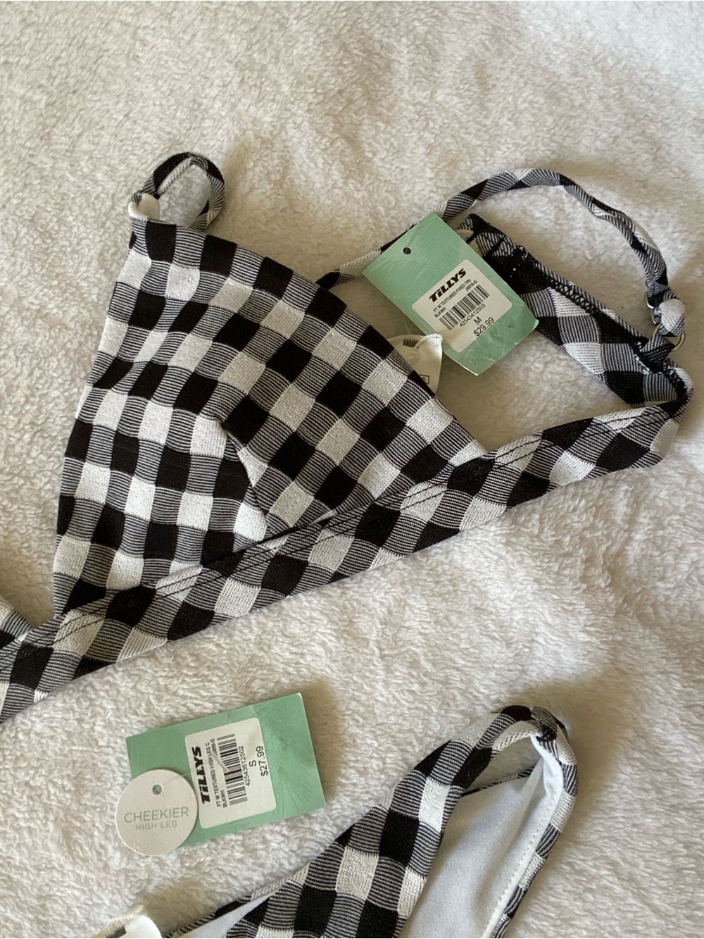 Tilly's Black and White Gingham Triangle Bikini - Picture 2 of 3